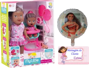 Boneca my little primeira papinha negra-divertoys