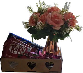 Cesta de chocolate e rosas 